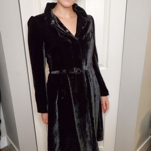 Zara longline velvet jacket ruff collar